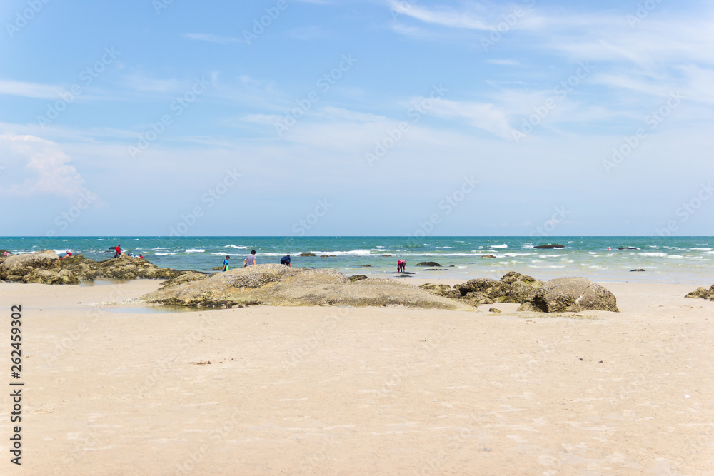 Landscapes View The atmosphere is beautiful Sand and sea and the color of the sky, The beach of Thailand.