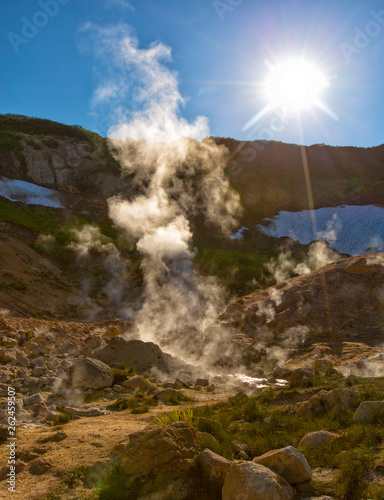 The Geysers on the Mutnovsky volcano in Kamchatka, Russia