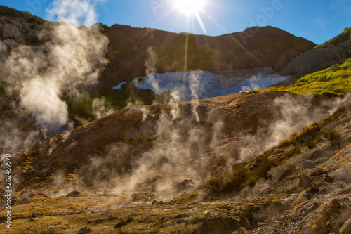 The Geysers on the Mutnovsky volcano in Kamchatka, Russia