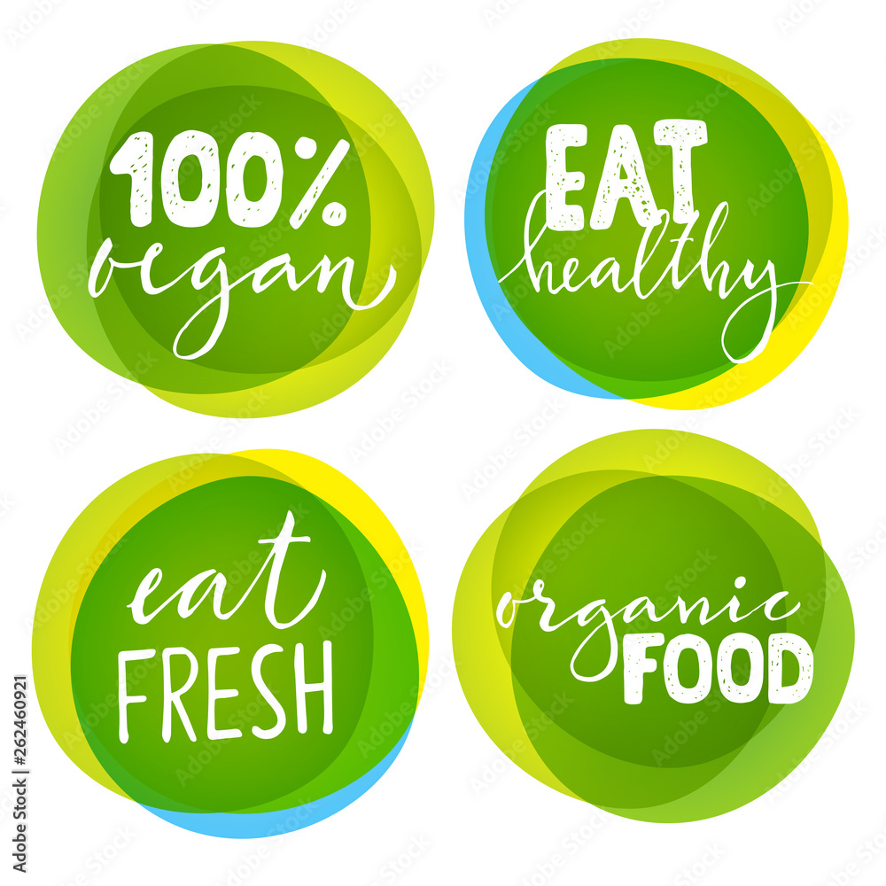 Set of vegetarian labels with hand drawn lettering. Set of vegetarian labels with hand drawn lettering.
