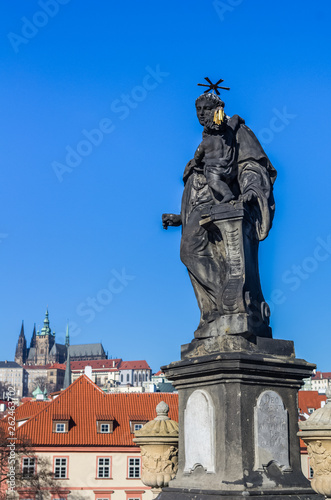 Statue on Chales Bridge in Prague