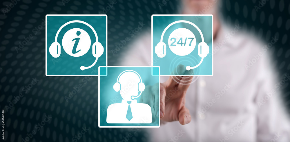 Man touching an online information concept Man touching an online information concept