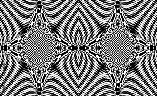 Seamless pattern with hypnotic trance texture. Black and white glitched background. Op art monochrome abstraction. Psychedelic trippy art. photo