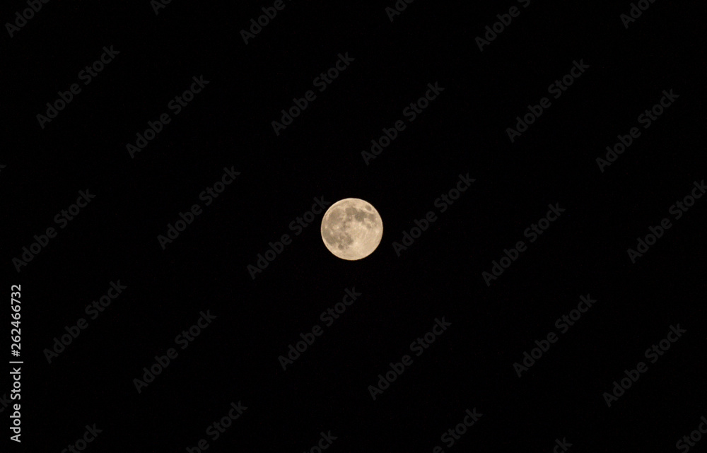 Big full moon shining at clear nights sky