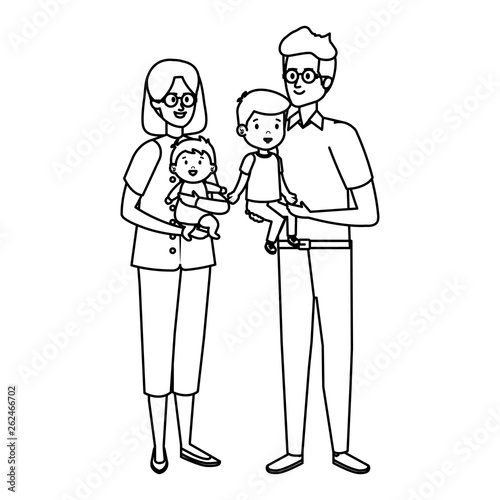 young parents couple with son and baby