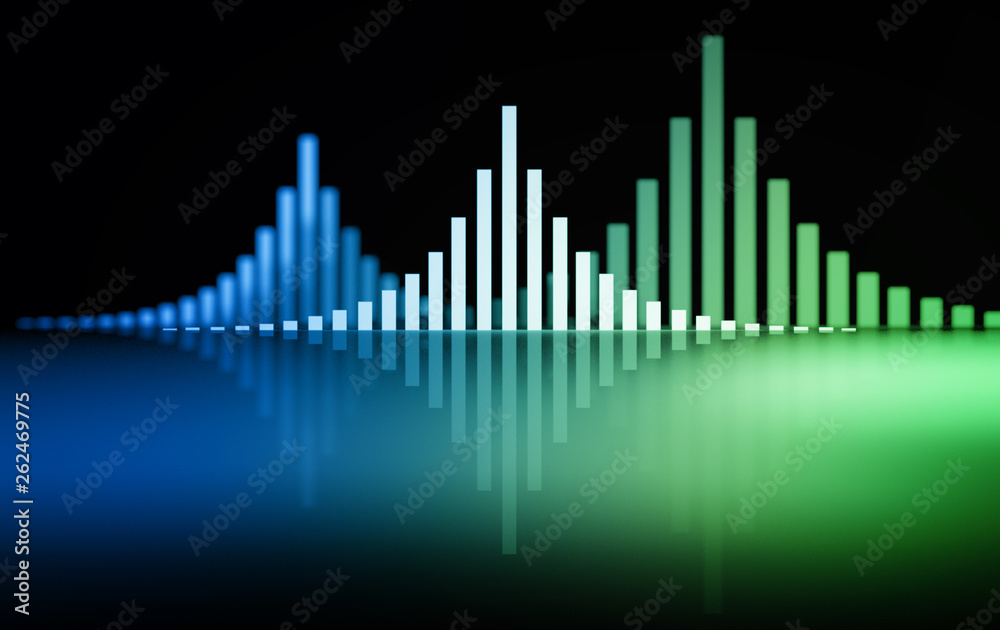Sound waves in green blue color