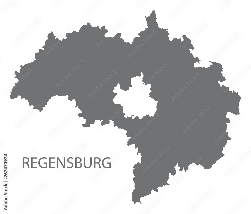 Obraz premium Regensburg grey county map of Bavaria Germany
