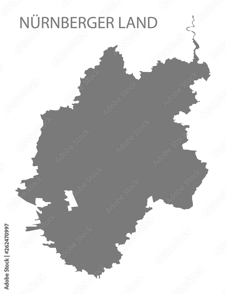 Nuernberger Land grey county map of Bavaria Germany