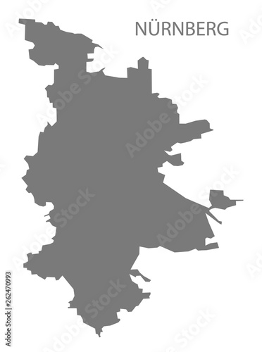 Nuremberg grey county map of Bavaria Germany