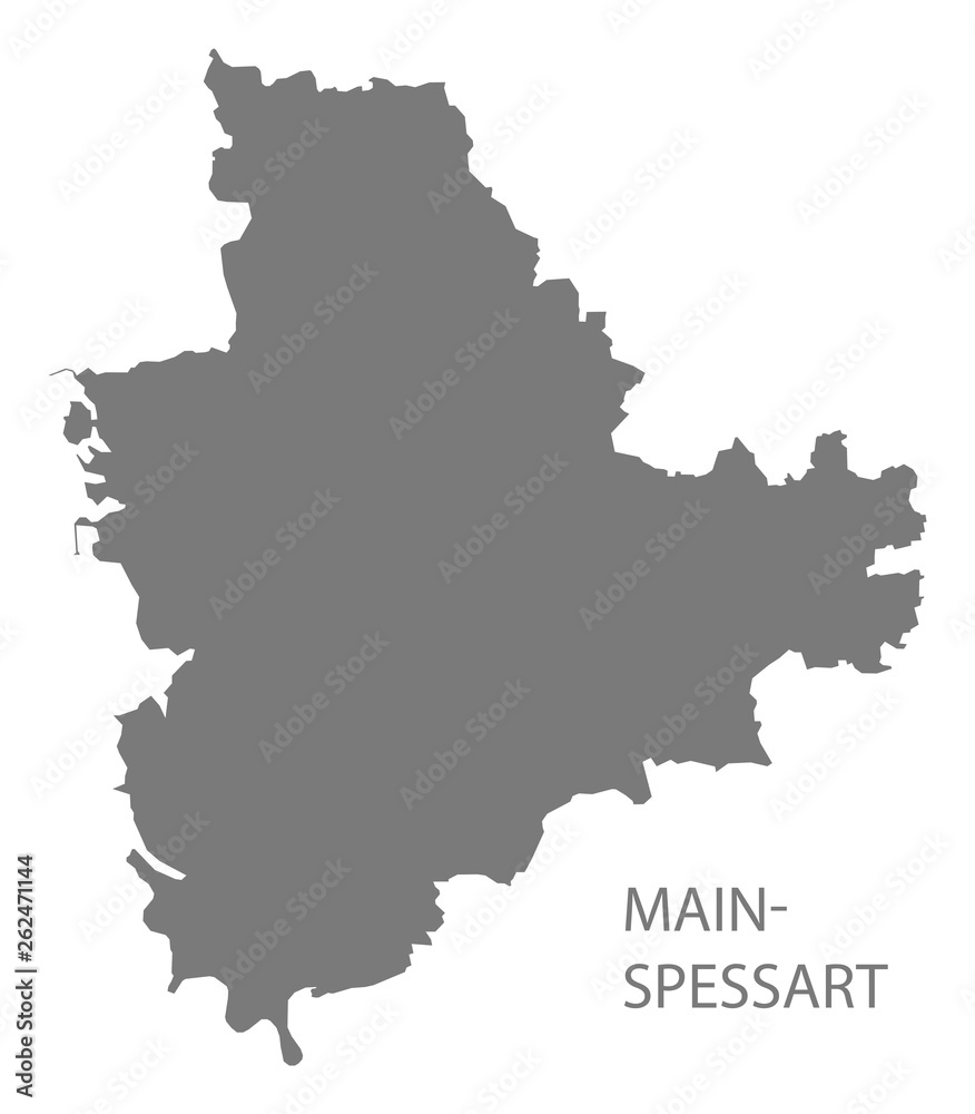 Main-Spessart grey county map of Bavaria Germany