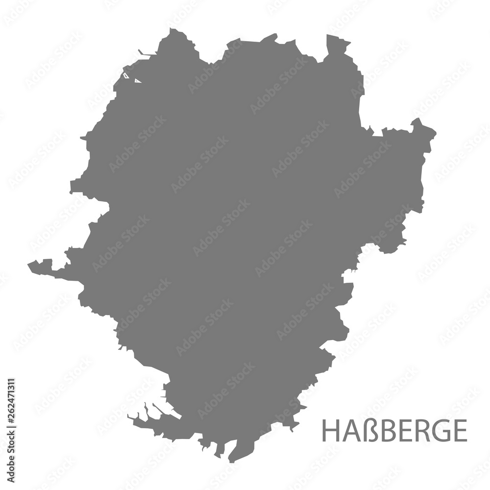 Hassberge grey county map of Bavaria Germany