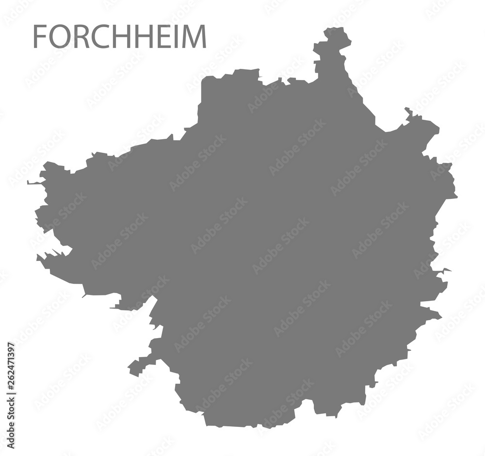 Obraz premium Forchheim grey county map of Bavaria Germany