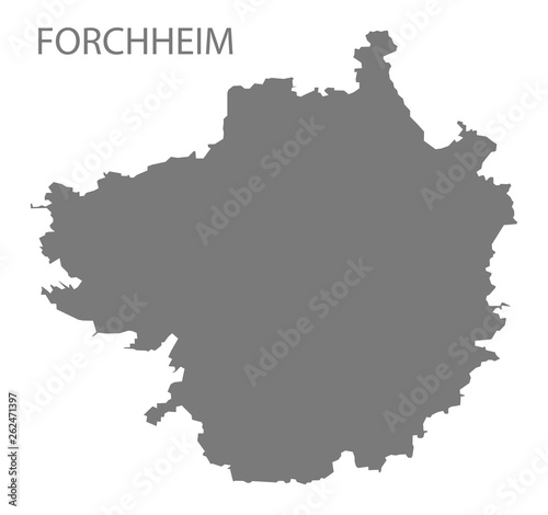 Forchheim grey county map of Bavaria Germany