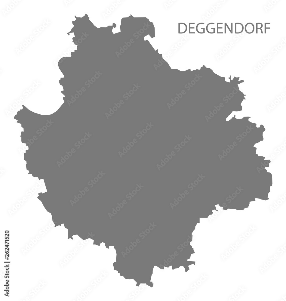 Deggendorf grey county map of Bavaria Germany