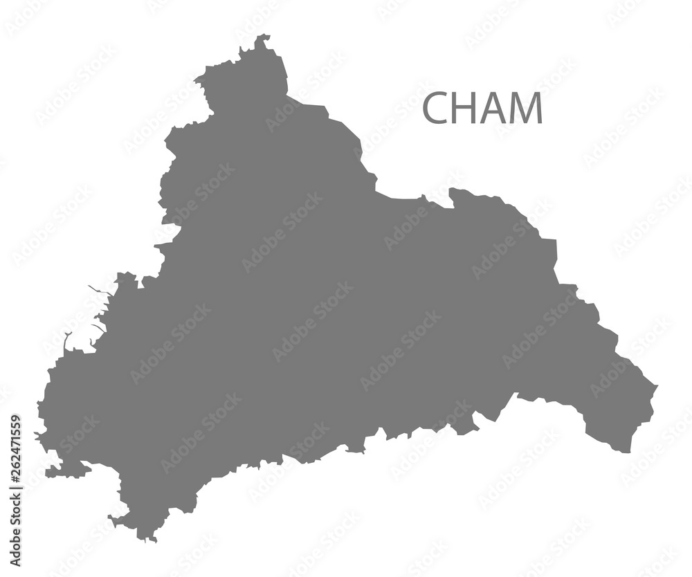 Cham grey county map of Bavaria Germany