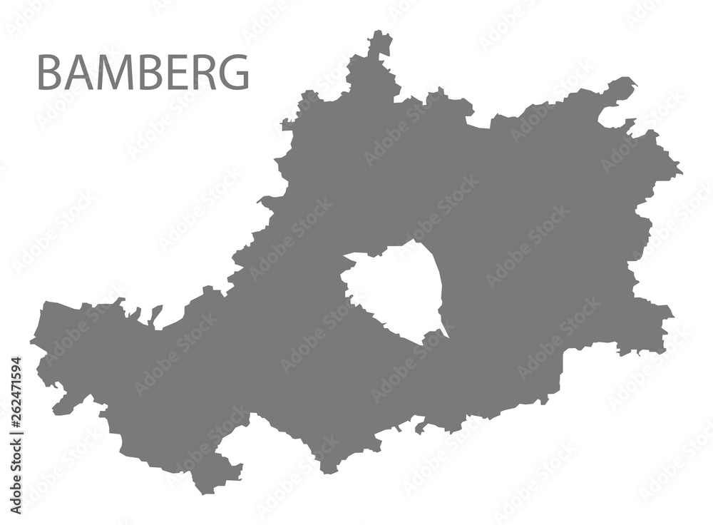 Bamberg grey county map of Bavaria Germany