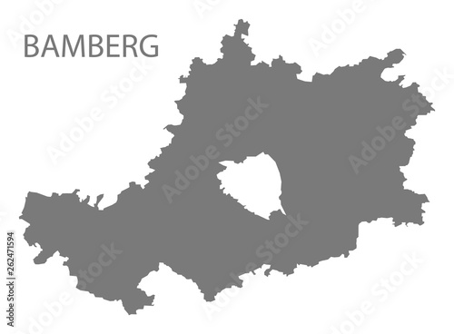 Bamberg grey county map of Bavaria Germany