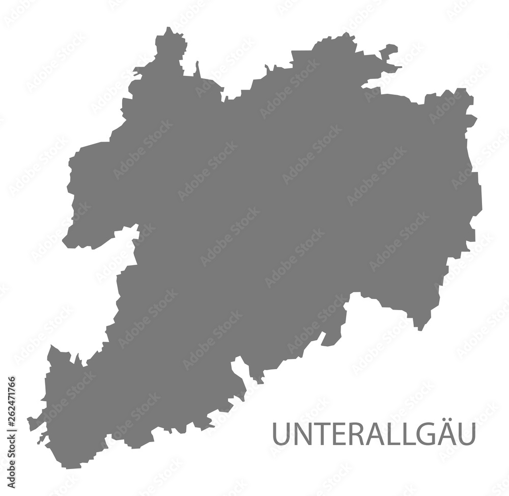 Unterallgaeu grey county map of Bavaria Germany