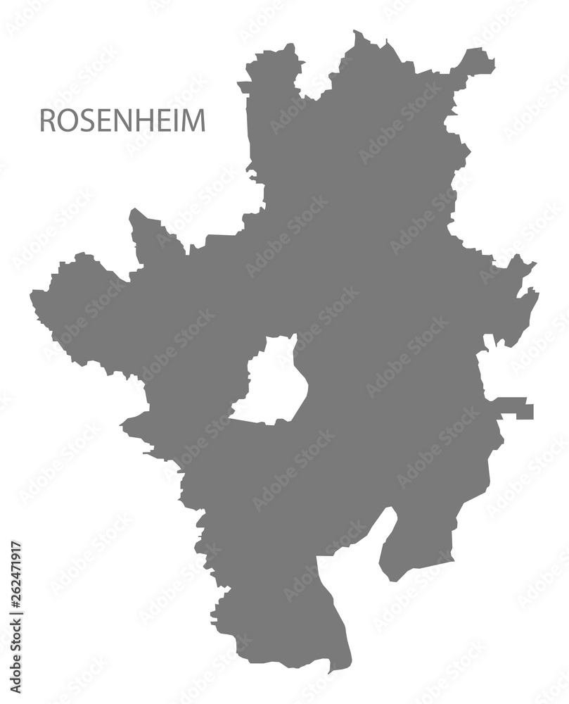 Rosenheim grey county map of Bavaria Germany