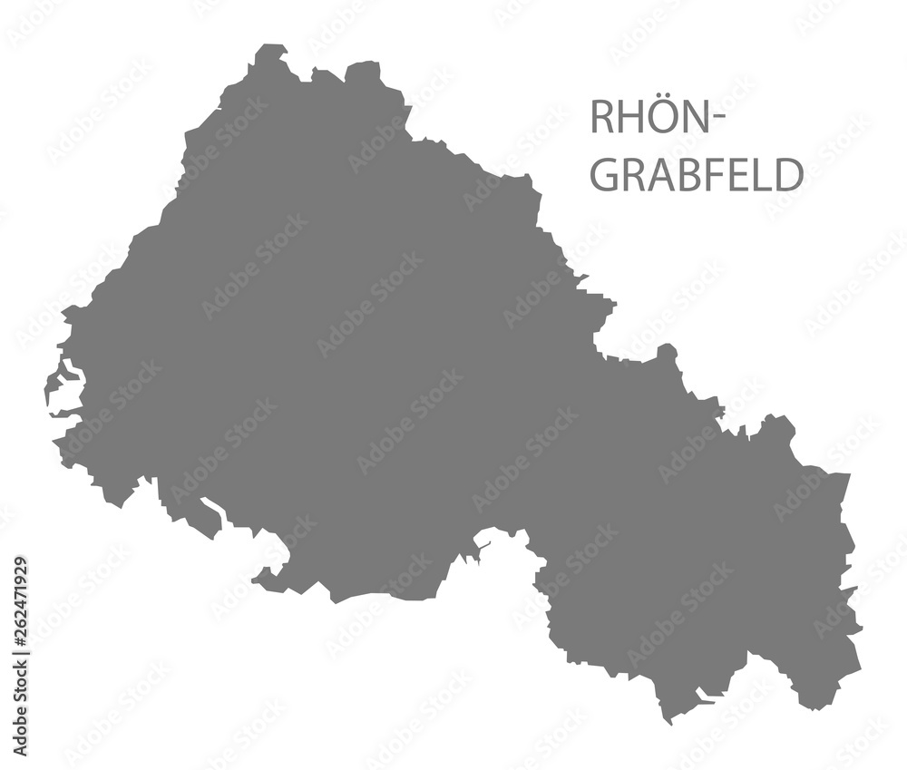 Rhoen-Grabfeld grey county map of Bavaria Germany