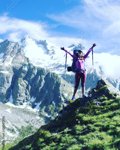 Trekking in the Canadian mountains.Hike is the popular recreation activity in North America.