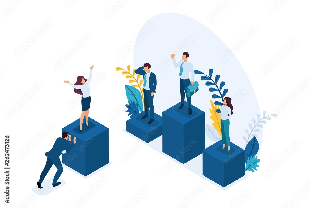 Isometric Businessmen Successful Leader Isometric Businessmen Successful Leader