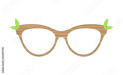Wooden glasses on a white background. Ecology, healthy lifestyle. Vector illustration