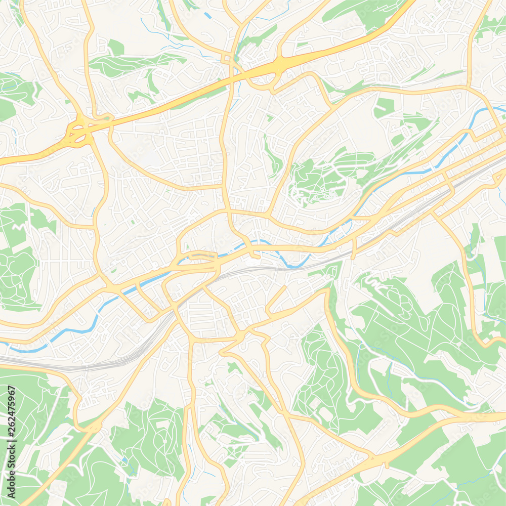 Wuppertal, Germany printable map