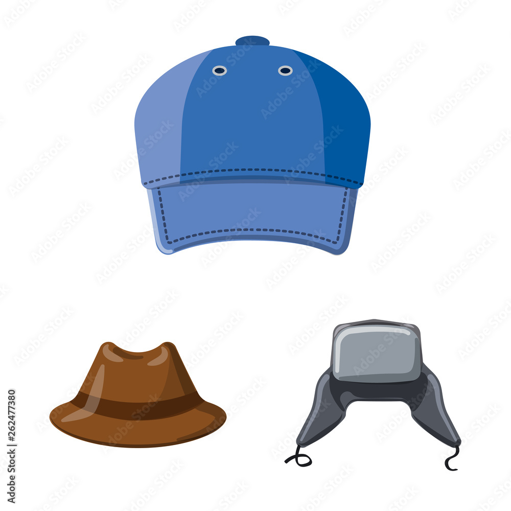Fototapeta premium Isolated object of headgear and cap symbol. Set of headgear and accessory stock symbol for web.