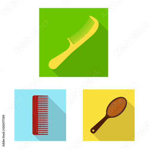 Vector design of brush and hair symbol. Collection of brush and hairbrush stock vector illustration.