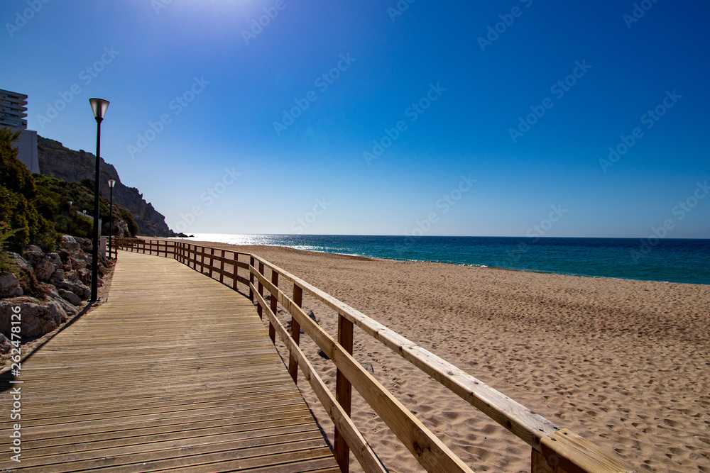walkway over the beach of California in Sesimbra