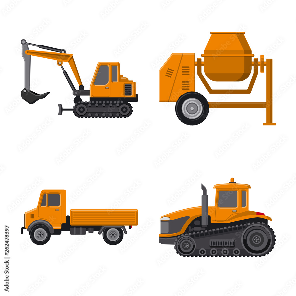 Isolated object of build and construction logo. Collection of build and machinery stock vector illustration.