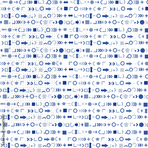 Background of blue geometric shapes and arithmetic signs