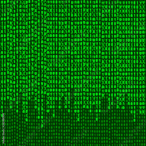 Vector Binary Code Numbers Stream, Background, Shining Illustration. © Aleksey