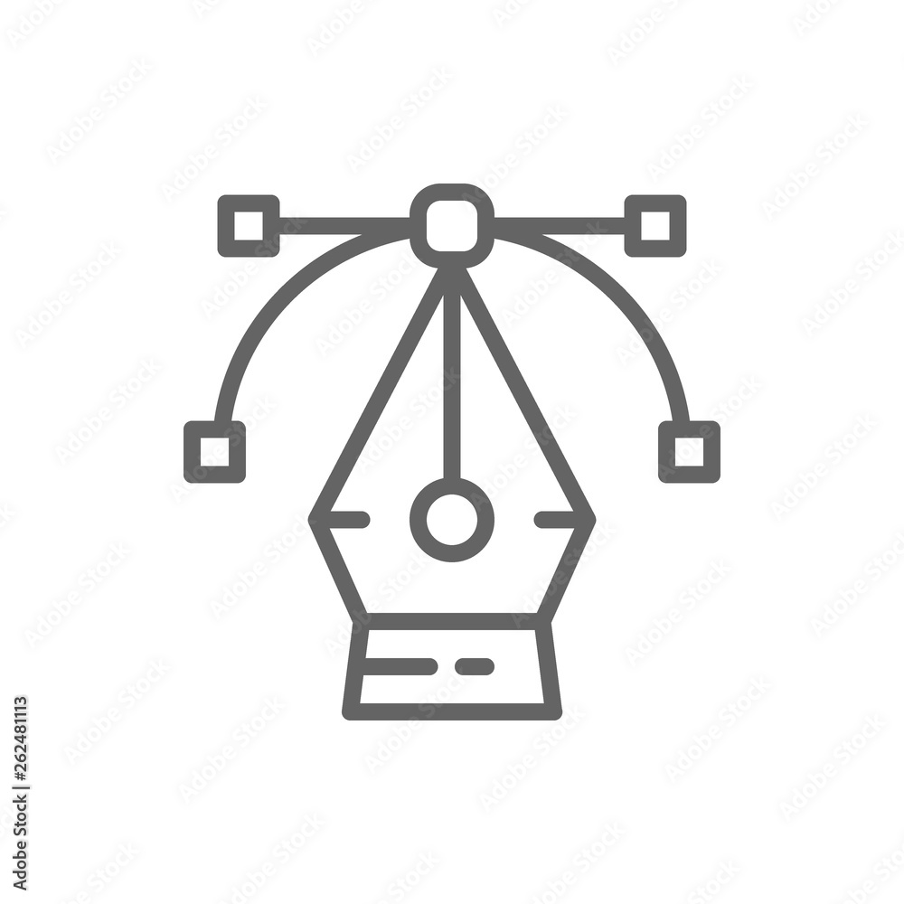 Pen tool, computer graphic, curve control point, drawing, art line icon. Pen tool, computer graphic, curve control point, drawing, art line icon.