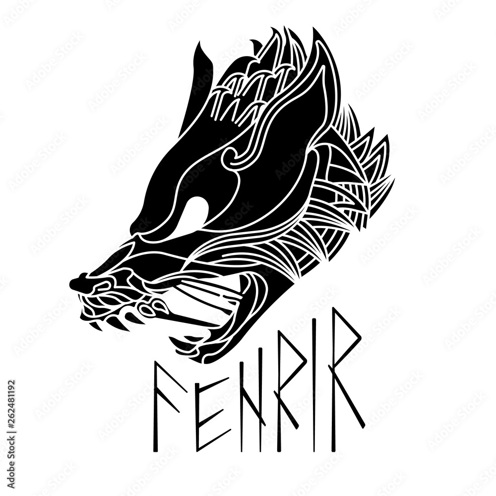 Fenrir wolf head logo Stock Vector | Adobe Stock