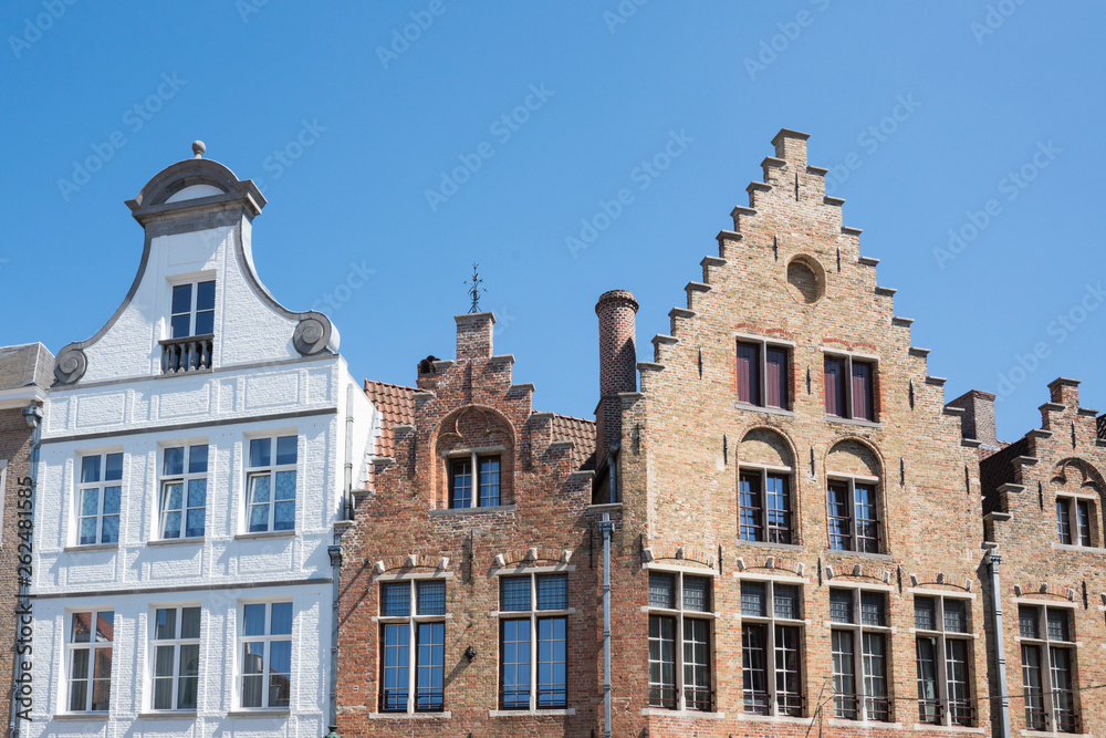 row  stepped gable houses in Bruges, Brugge, Belgium