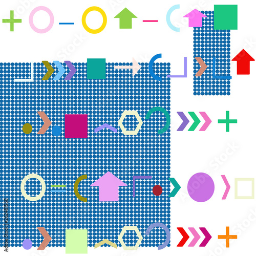 Background of geometric shapes and arithmetic signs