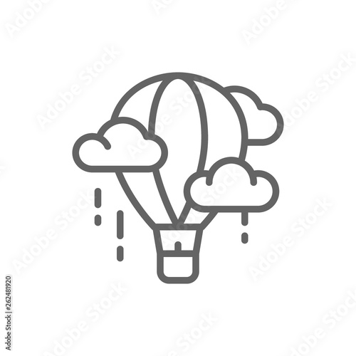 Vector air balloon, aerostat, dirigible line icon.