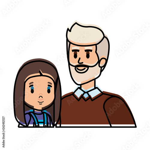 cute grandfather with grandaughter