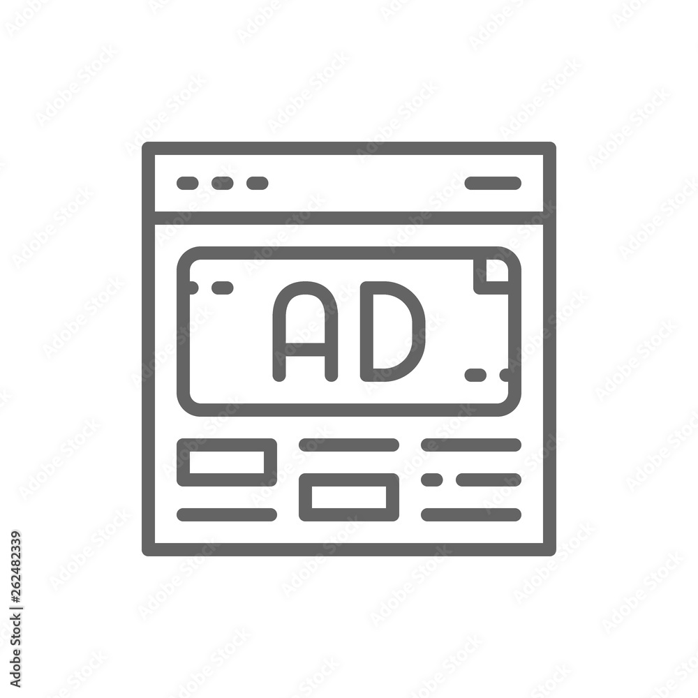Vector ad, advertisement, media marketing line icon. Vector ad, advertisement, media marketing line icon.