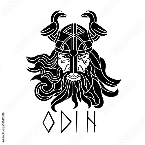 odin, vintage logo line art concept black and white color, hand drawn  illustration 24661813 Vector Art at Vecteezy