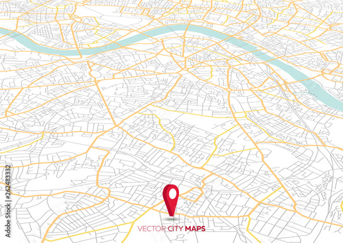 Vector abstract city map in perspective view