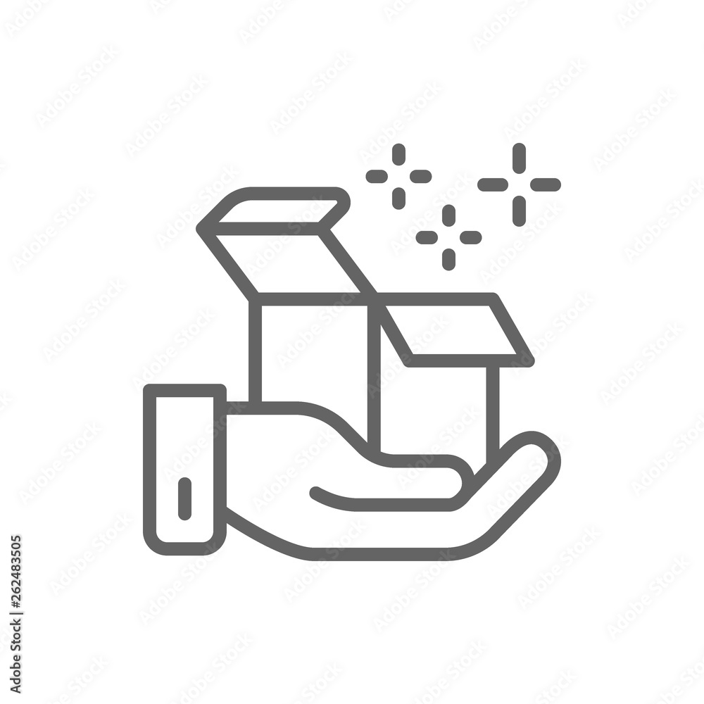Hand hold box, delivery, gift, parcel line icon. Hand hold box, delivery, gift, parcel line icon.