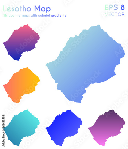 Map of Lesotho with beautiful gradients. Alive set of Lesotho maps. Juicy vector illustration.