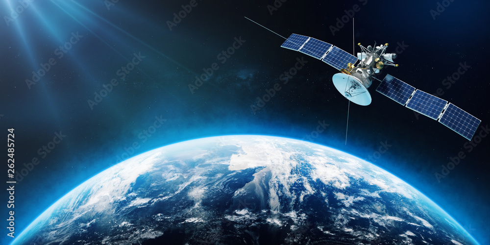 solar system satellite 3d rendering