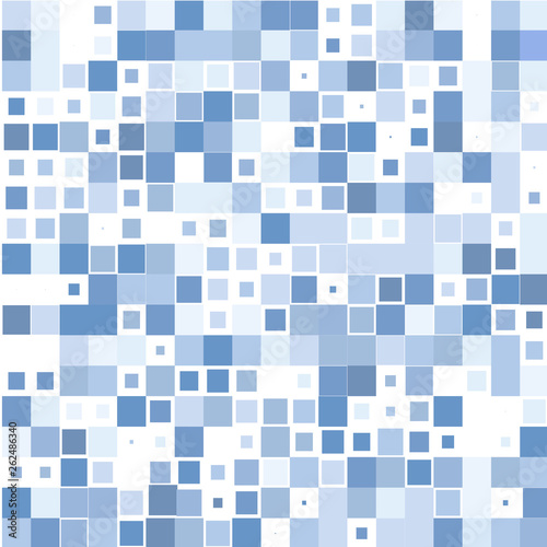 Mosaic of blue squares on a white background. 