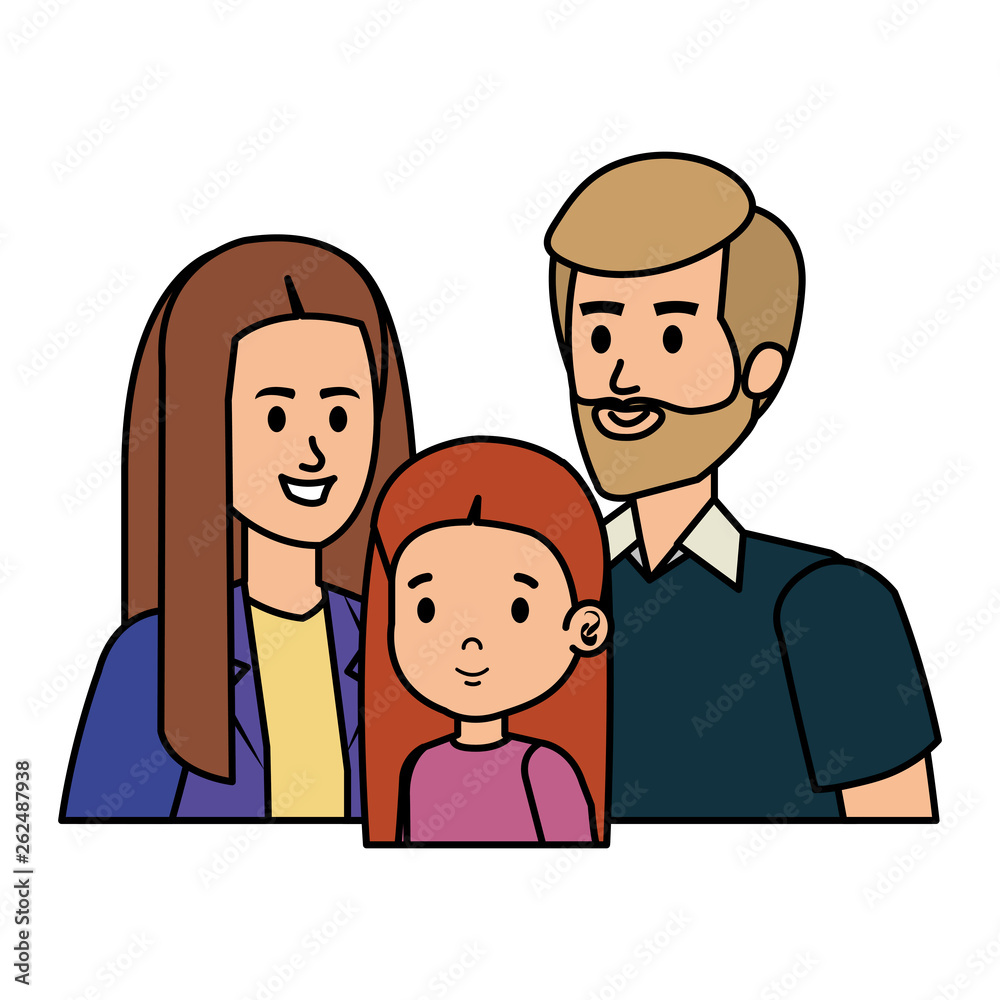 parents couple with daughter characters