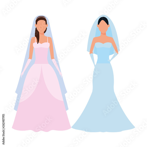 women wearing wedding dress
