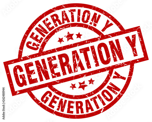generation y round red grunge stamp